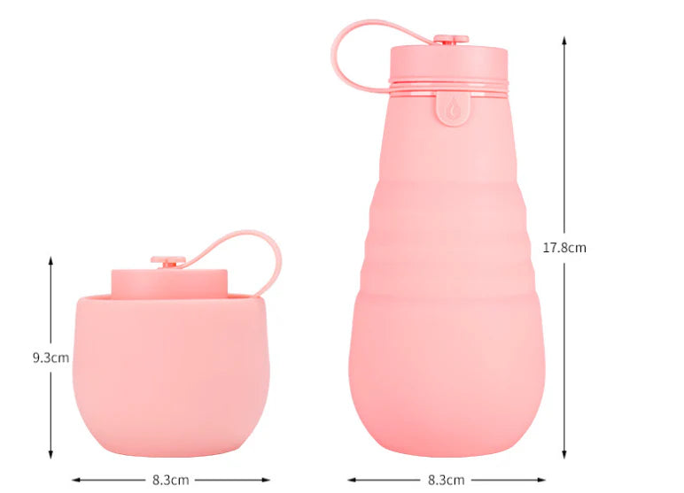 500ml Retractable Silicone Drinking Cups - Foldable Collapsible Water Bottle for Outdoor Travel and Camping