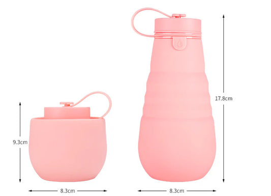 500ml Retractable Silicone Drinking Cups - Foldable Collapsible Water Bottle for Outdoor Travel and Camping