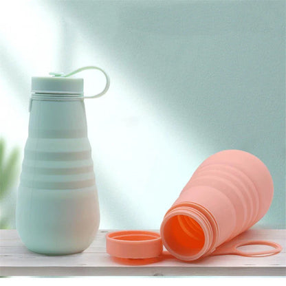 500ml Retractable Silicone Drinking Cups - Foldable Collapsible Water Bottle for Outdoor Travel and Camping