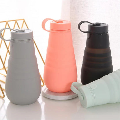 500ml Retractable Silicone Drinking Cups - Foldable Collapsible Water Bottle for Outdoor Travel and Camping