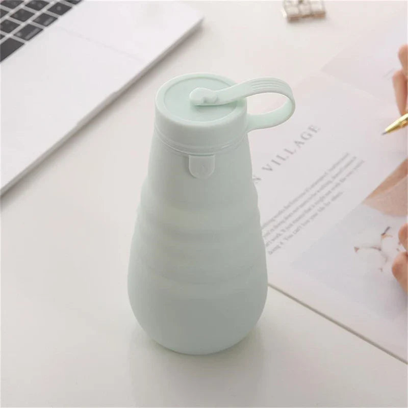 500ml Retractable Silicone Drinking Cups - Foldable Collapsible Water Bottle for Outdoor Travel and Camping