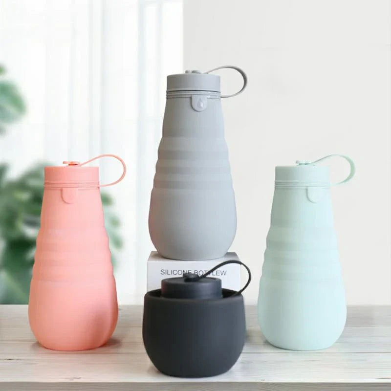 500ml Retractable Silicone Drinking Cups - Foldable Collapsible Water Bottle for Outdoor Travel and Camping