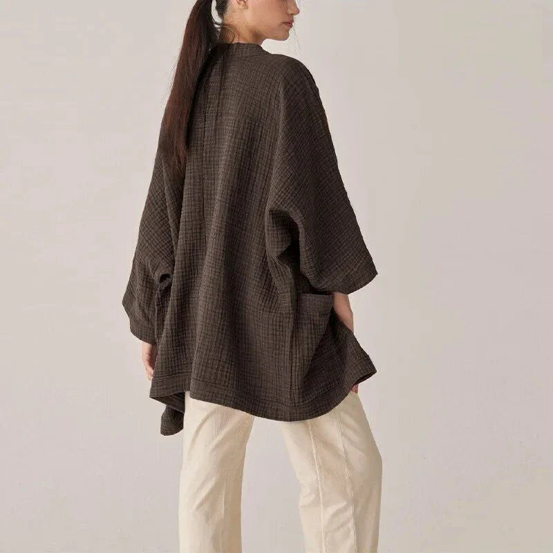 Homeenjoy UK Chic Cotton Gauze Open-Stitch Cardigan