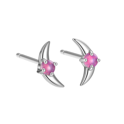 Women's geometric sterling silver earrings with electroplated gold finish and blue crystal stones