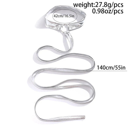 Silver-coloured alloy thigh chain with cross-thigh design and lace-up styling