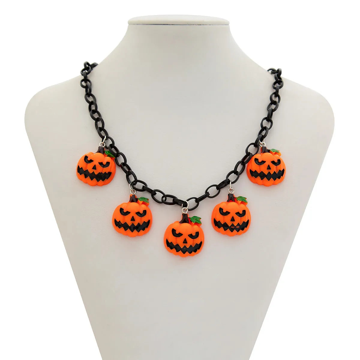 Halloween ghost pumpkin necklace with cartoon character acrylic pendant on regular chain, mixed colour 06705