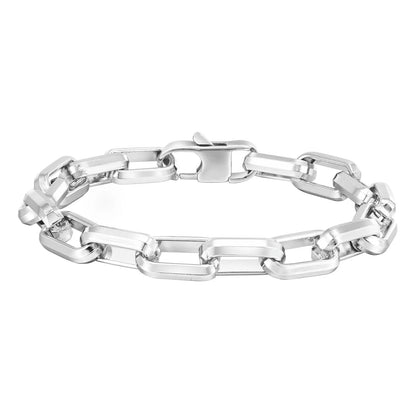 Titanium steel men's bracelet with square chain design in steel colour finish