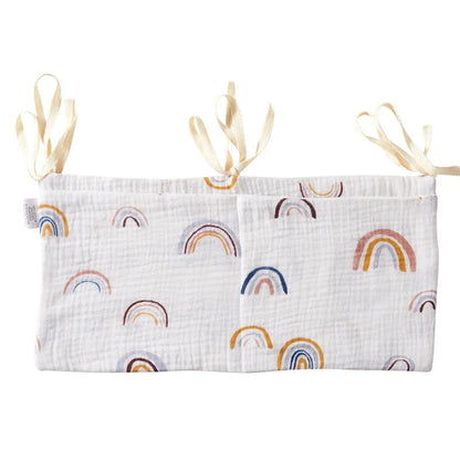 Cotton double layer baby bedside buggy storage bag in selected colour or pattern