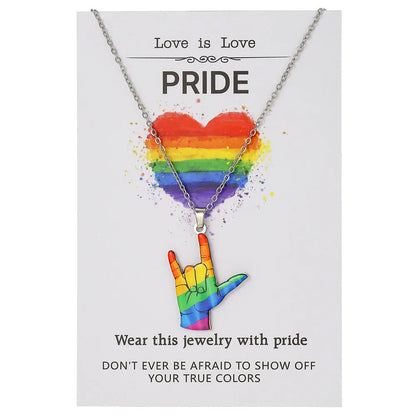 Stainless steel friendship bracelet and necklace set with colour printed inspirational text