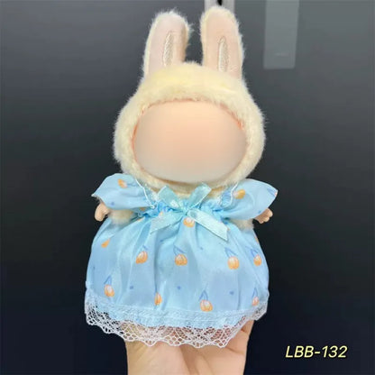 Plastic doll costume for 17cm vinyl figurine with multiple style options and measurement specifications