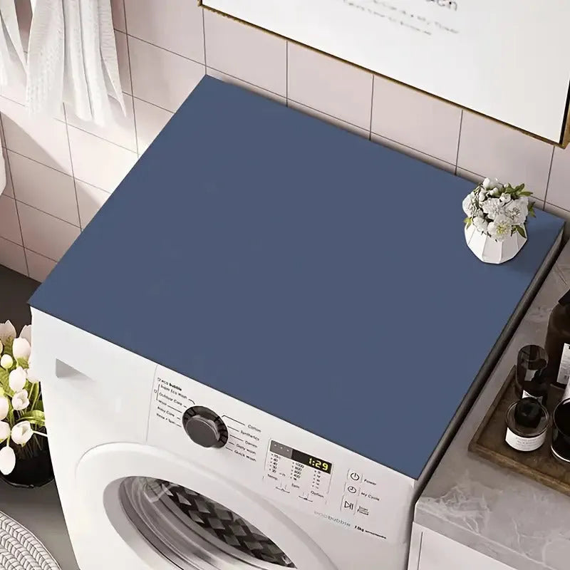 Square polyester washing machine mat with an abstract printed pattern, shown in one of eight available styles.