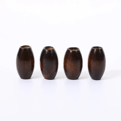 Dark coffee coloured oval wooden bead with M-shaped profile and baked varnish finish