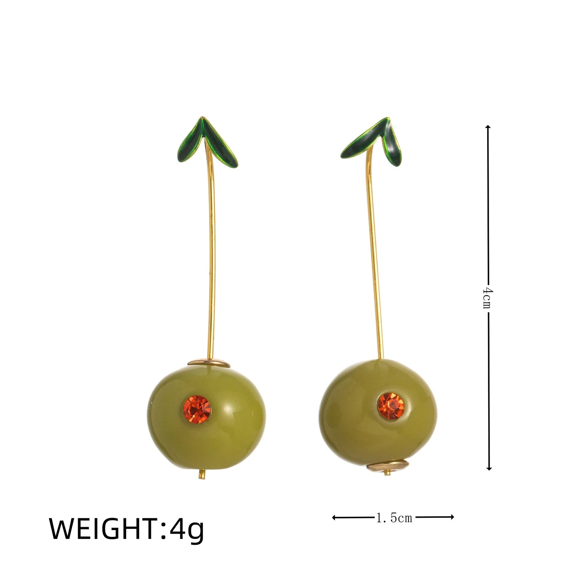 Gold plated copper earrings with detailed fruit and vegetable designs in seven colours.