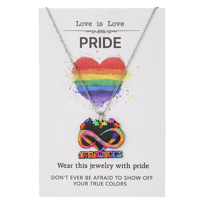 Stainless steel friendship bracelet and necklace set with colour printed inspirational text