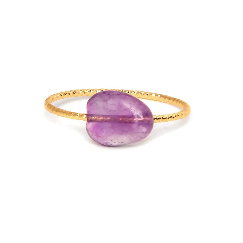 Geometric women's ring with natural agate stone in original design, showing clean lines and contemporary shape