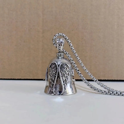 Vintage-style white angel wings necklace and matching keychain with electroplated alloy finish