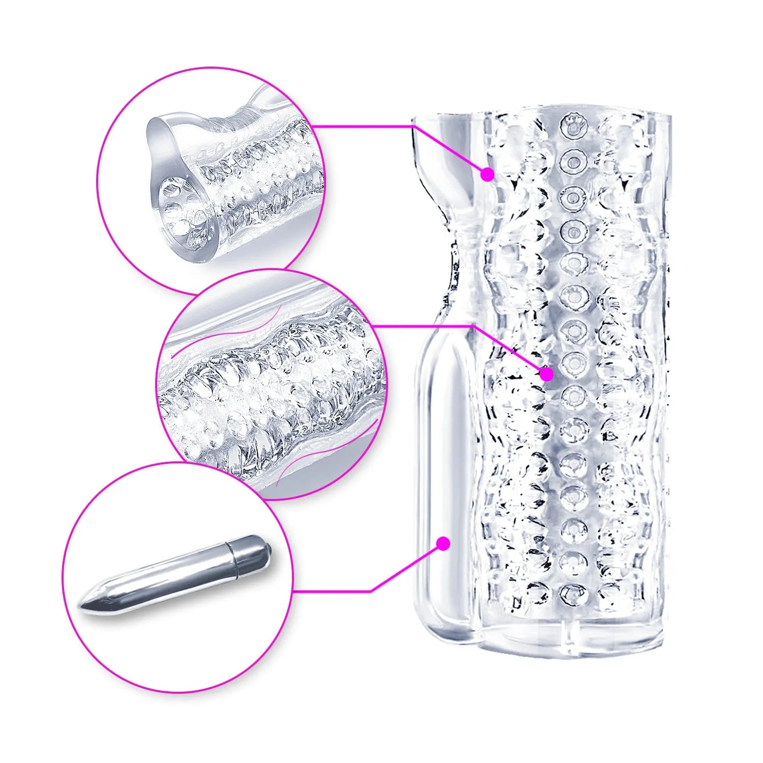 Transparent TPE male enhancement exerciser with turtle head design and seven vibration settings