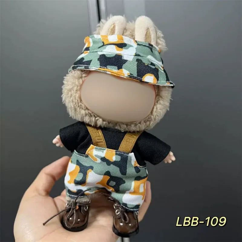 Plastic doll costume for 17cm vinyl figurine with multiple style options and measurement specifications