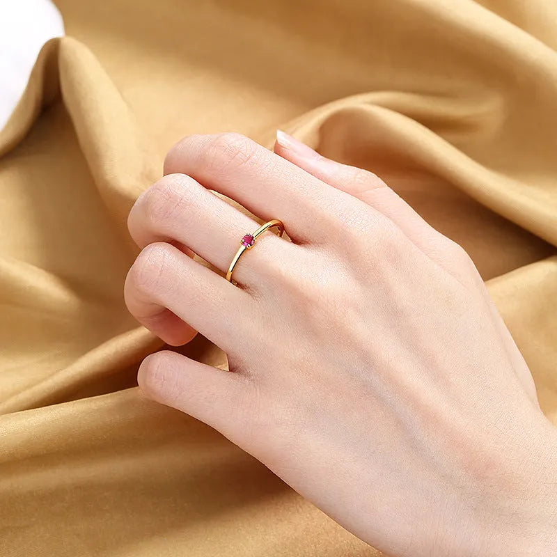 Twin style personalised single diamond fine circle copper women's ring, four colours four sizes
