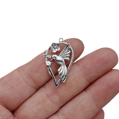 Alloy magpie pendant measuring 3.5cm with electroplated colour P234 finish for DIY jewellery