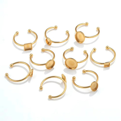 Golden electroplated stainless steel ring setting with totem pattern on ring holder
