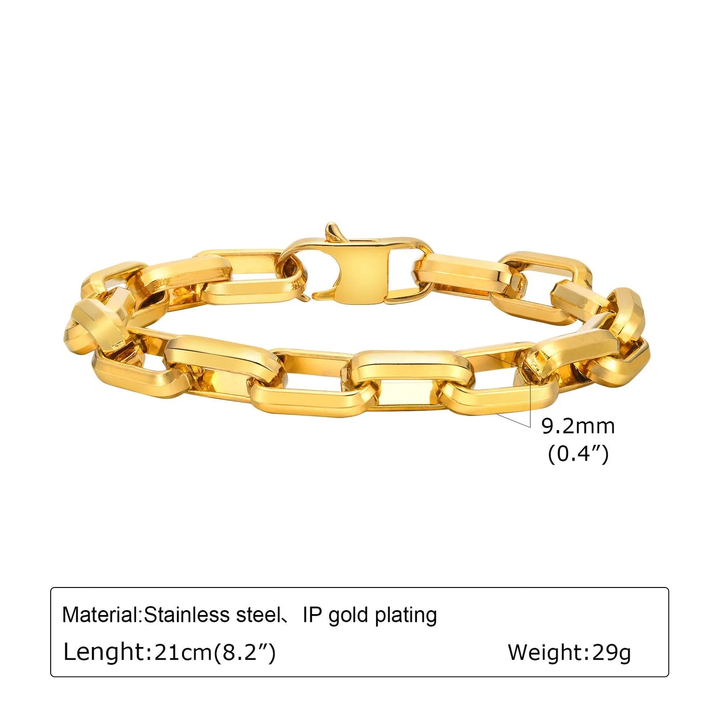 Titanium steel men's bracelet with square chain design in steel colour finish