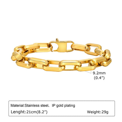Titanium steel men's bracelet with square chain design in steel colour finish