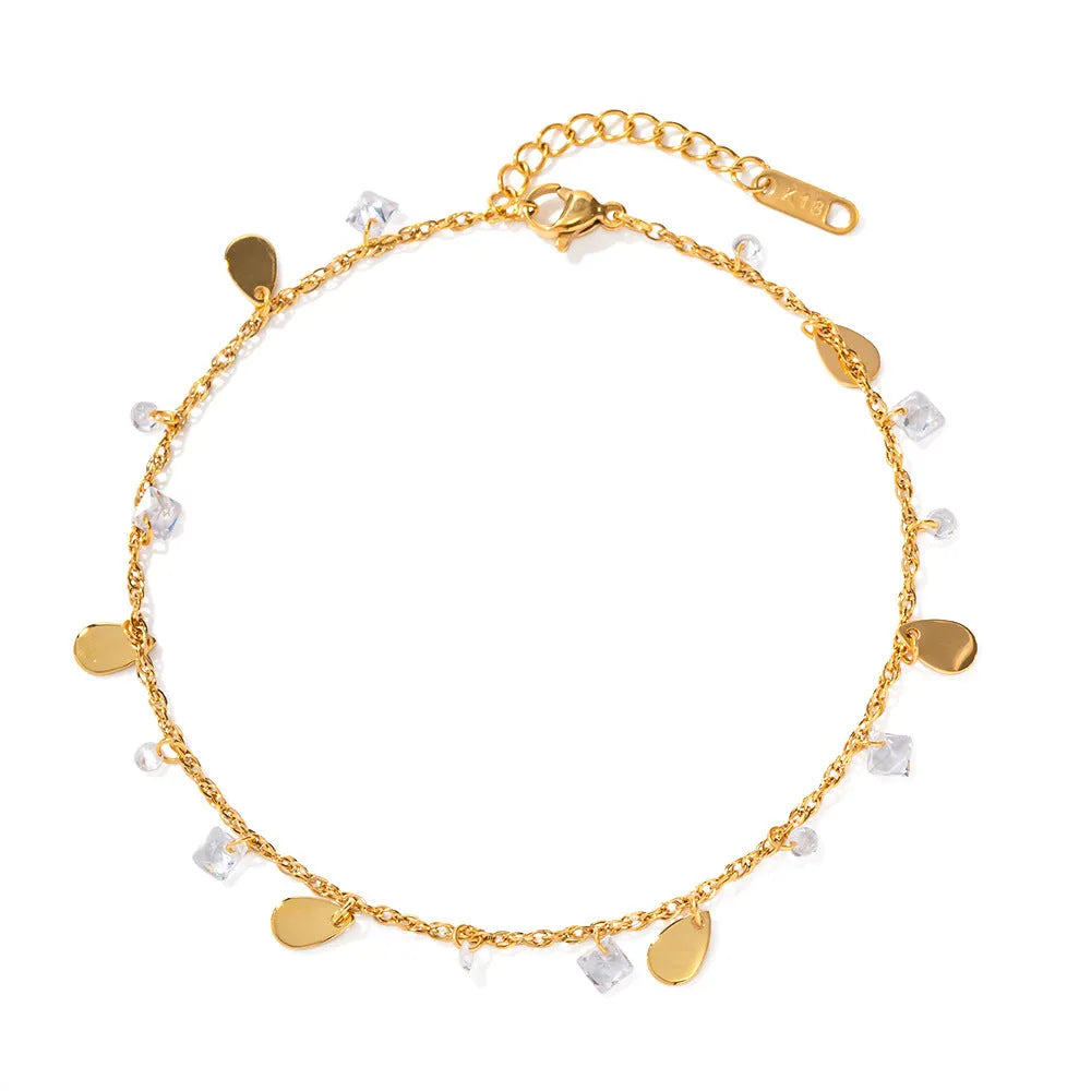 Women's stainless steel anklet with geometric water drop tassel design in JDAW2303012 colour