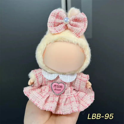 Plastic doll costume for 17cm vinyl figurine with multiple style options and measurement specifications