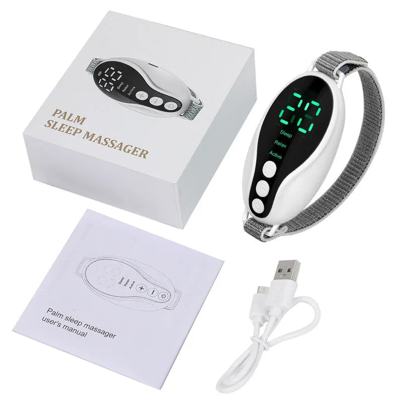 White portable sleep aid device showing dimensions of 80×40×20mm with USB charging port