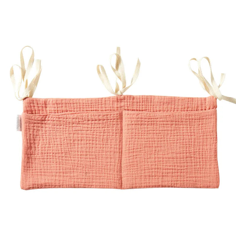Cotton double layer baby bedside buggy storage bag in selected colour or pattern