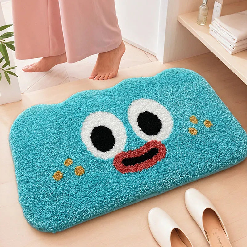Absorbent bathroom mat with cartoon anime print in Bubur Little Green, size 50x80cm, cashmere-like texture