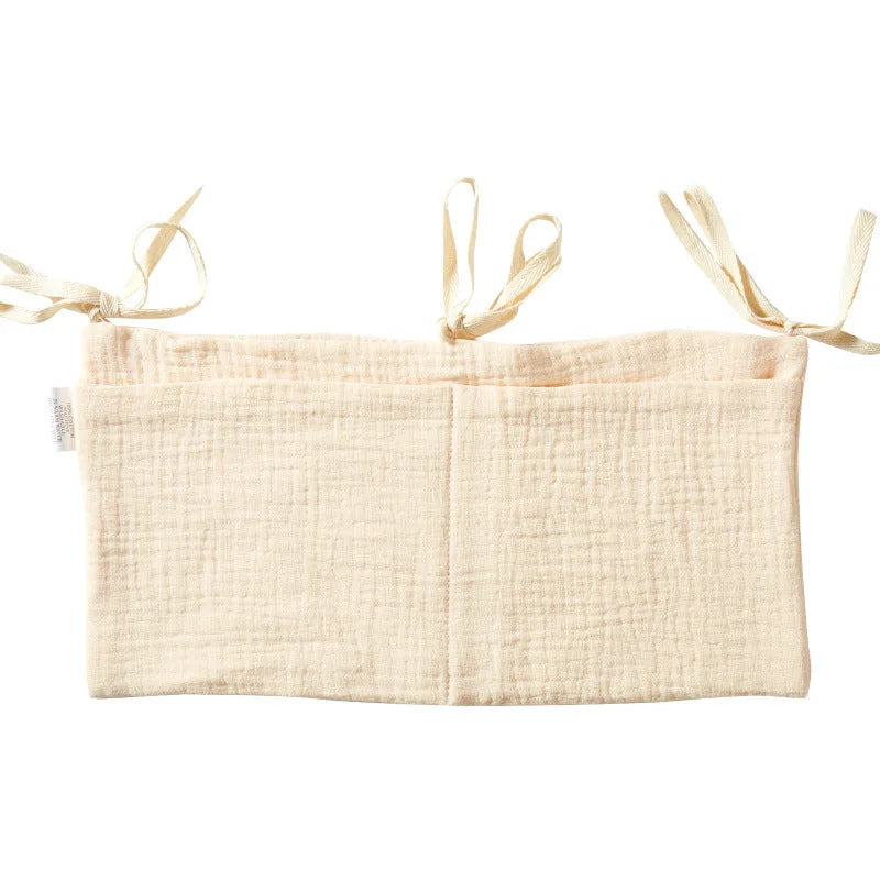 Cotton double layer baby bedside buggy storage bag in selected colour or pattern