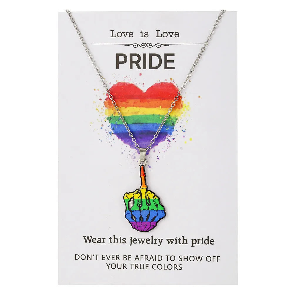 Stainless steel friendship bracelet and necklace set with colour printed inspirational text