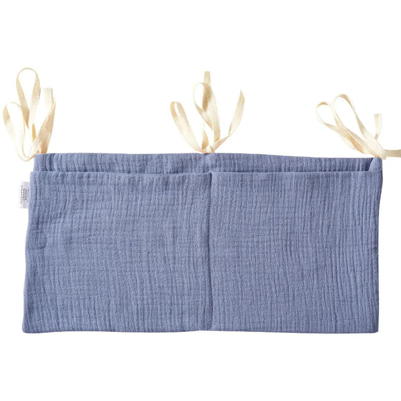 Cotton double layer baby bedside buggy storage bag in selected colour or pattern