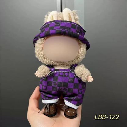 Plastic doll costume for 17cm vinyl figurine with multiple style options and measurement specifications