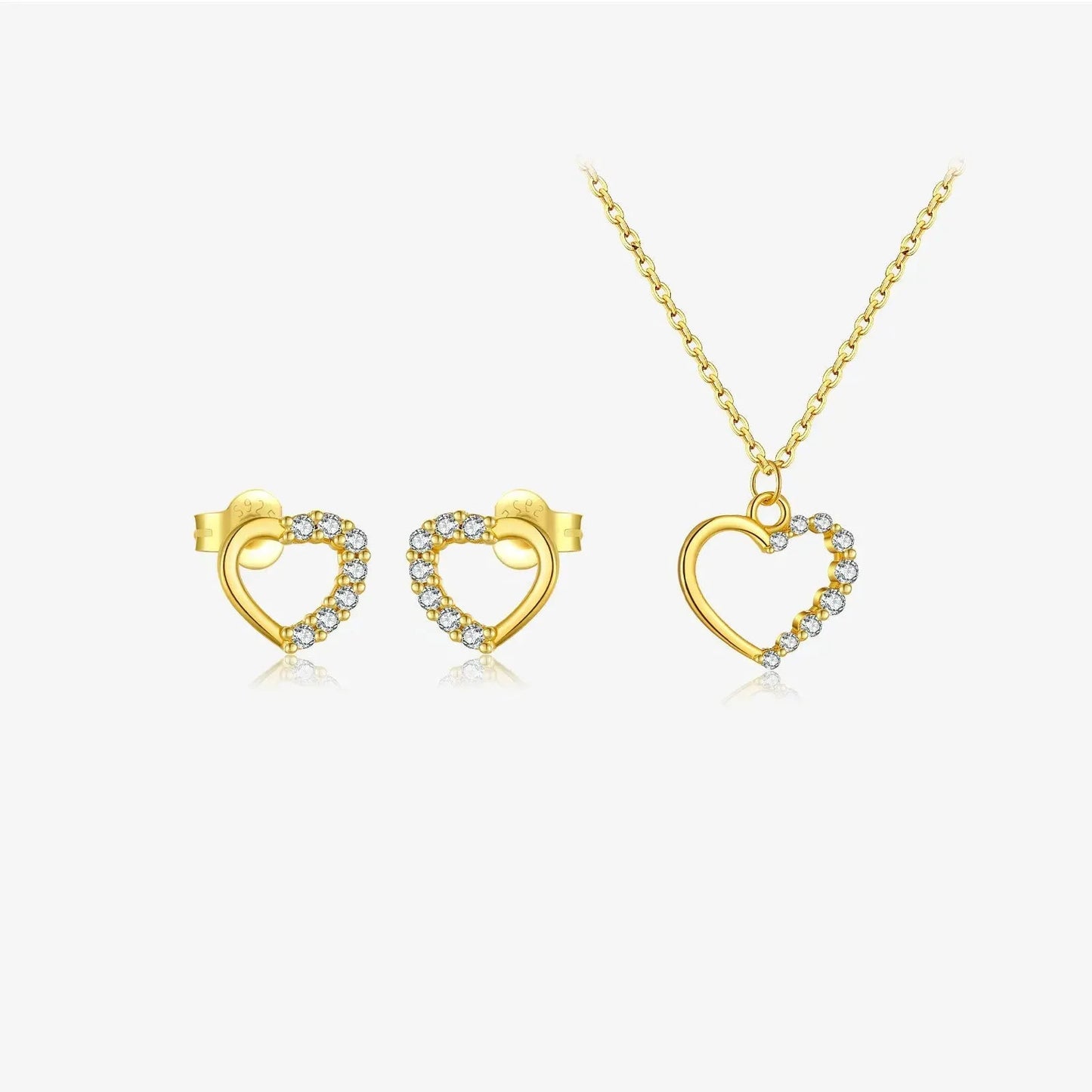 S925 sterling silver hollow heart necklace on a regular chain, available in gold or platinum plating.