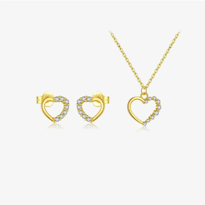 S925 sterling silver hollow heart necklace on a regular chain, available in gold or platinum plating.