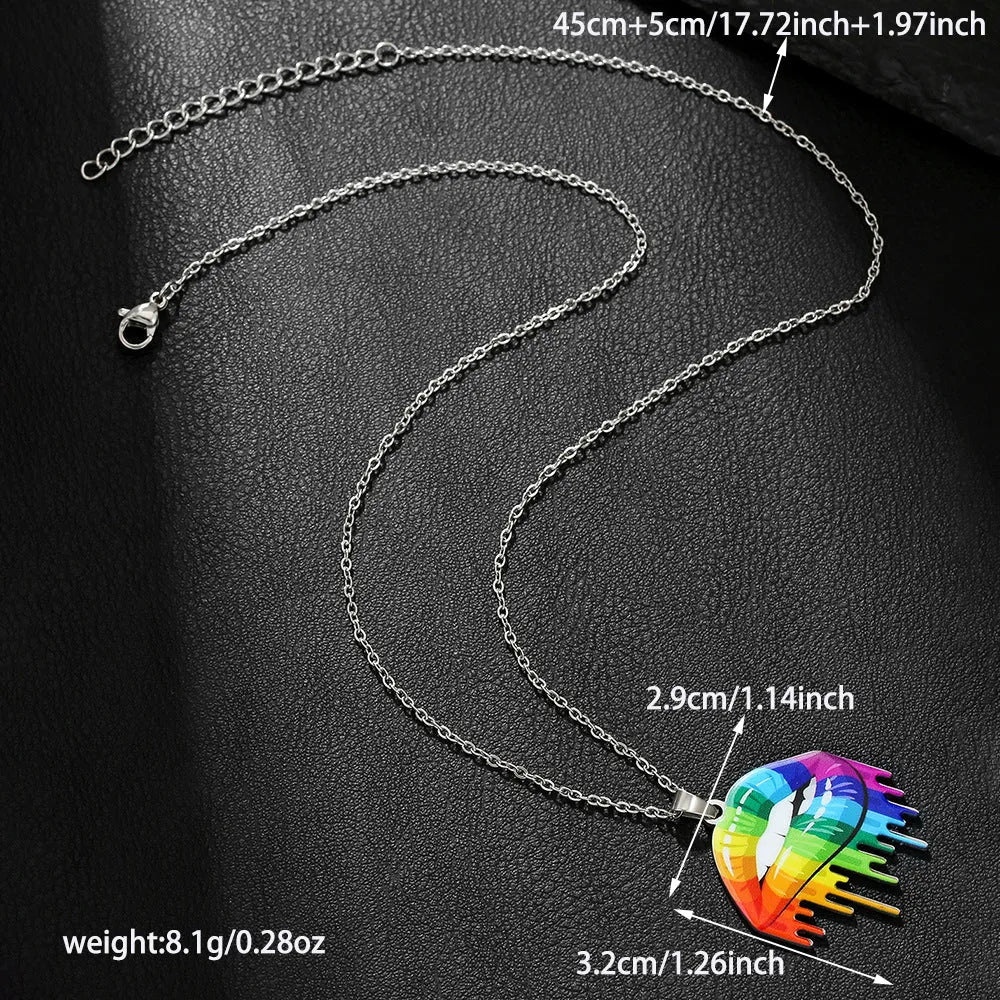 Stainless steel friendship bracelet and necklace set with colour printed inspirational text