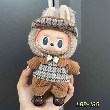 Plastic doll costume for 17cm vinyl figurine with multiple style options and measurement specifications