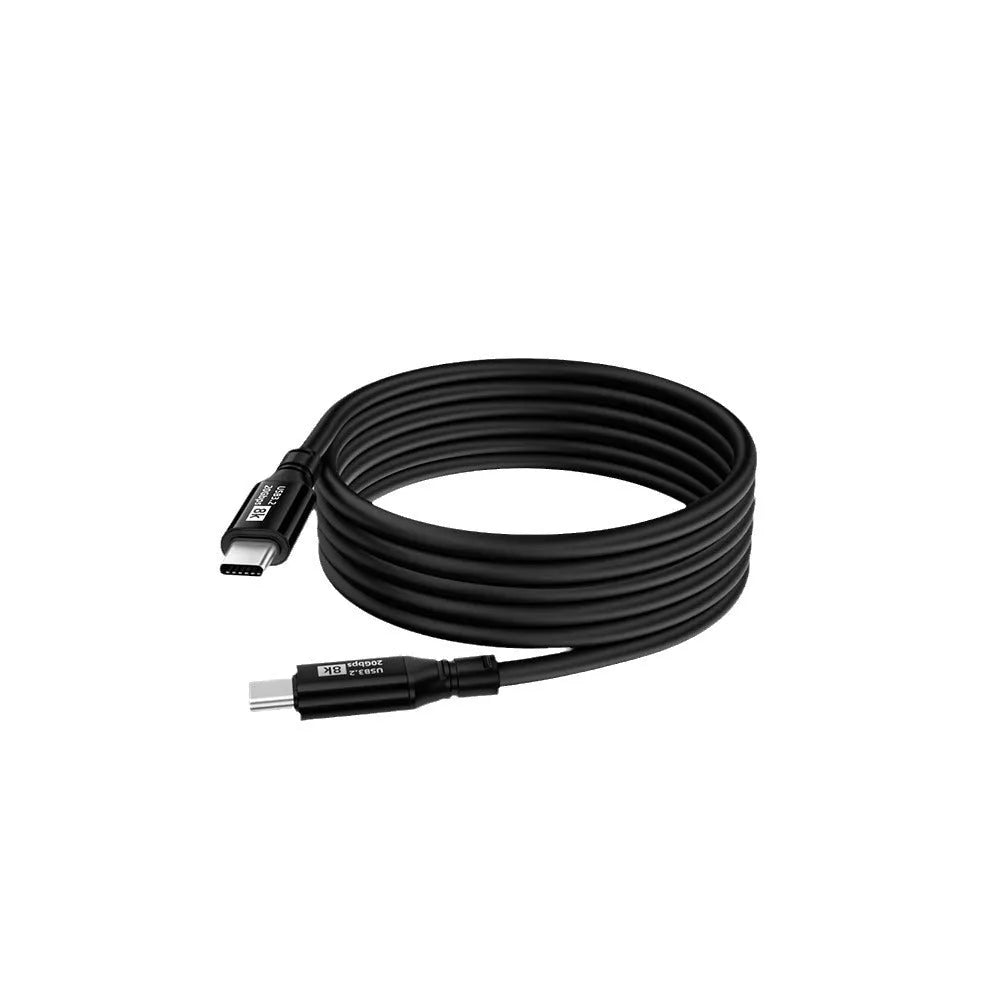 Black USB C to C HDMI cable with Type-C connectors, PVC jacket, and 8K 60Hz 20Gbps 100W ratings