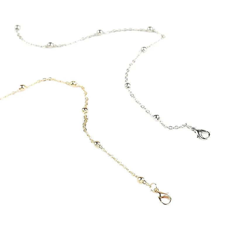Bohemian geometric metal anklet in gold or silver electroplated finish with twisted chain design