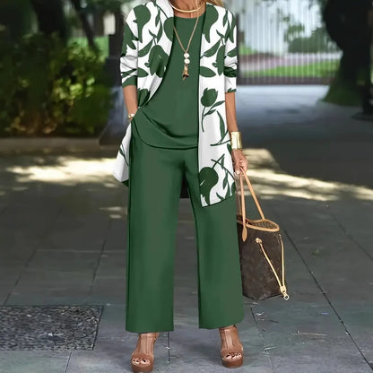Women's three-piece casual suit with coat, vest, and trousers in Japanese-Korean style