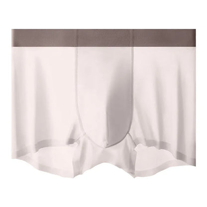 Man wearing bean green Ice Silk shorts with a seamless design and mid-waist fit.