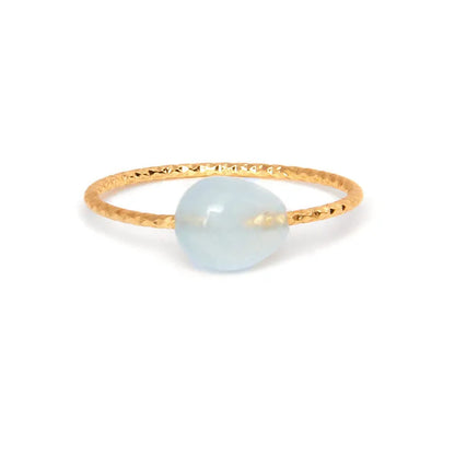 Geometric women's ring with natural agate stone in original design, showing clean lines and contemporary shape