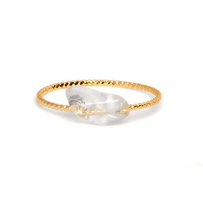 Geometric women's ring with natural agate stone in original design, showing clean lines and contemporary shape