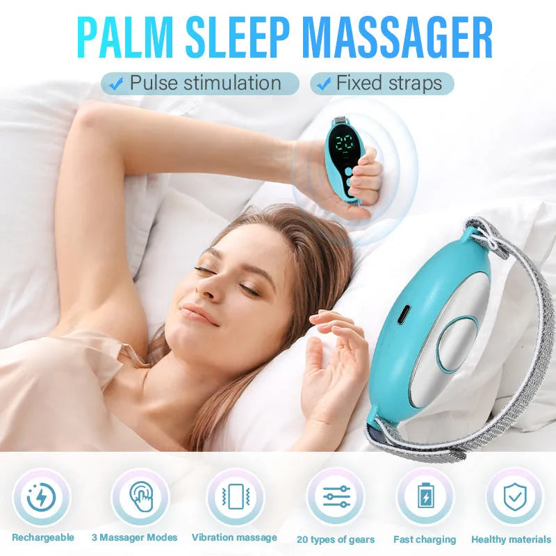 White portable sleep aid device showing dimensions of 80×40×20mm with USB charging port