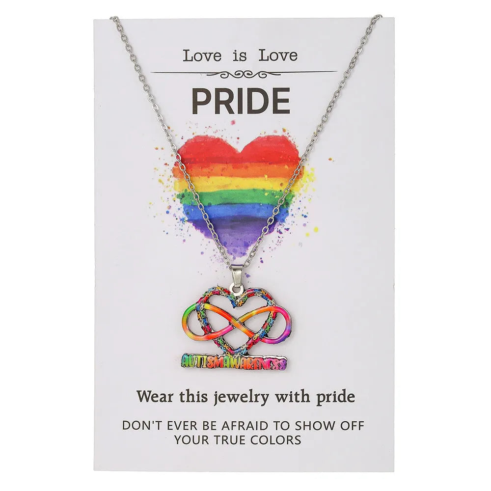 Stainless steel friendship bracelet and necklace set with colour printed inspirational text