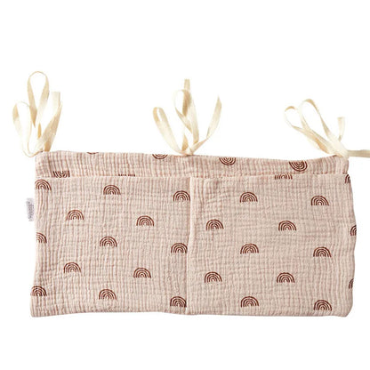 Cotton double layer baby bedside buggy storage bag in selected colour or pattern