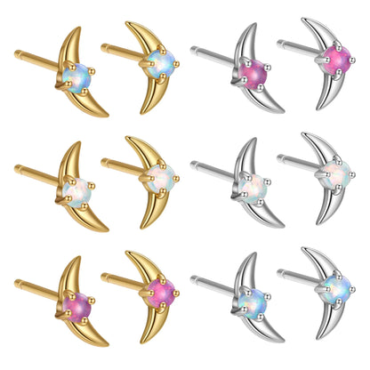 Women's geometric sterling silver earrings with electroplated gold finish and blue crystal stones